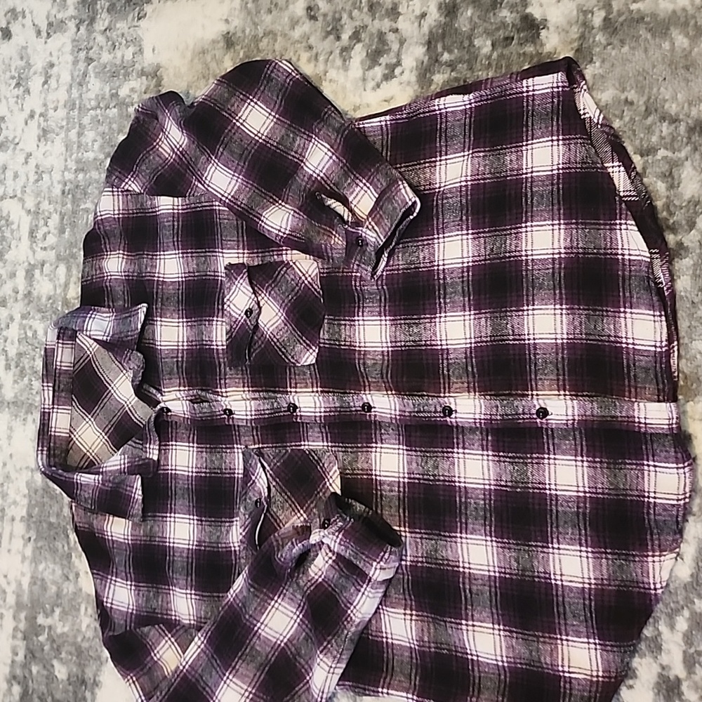 Purple and White Flannel Top